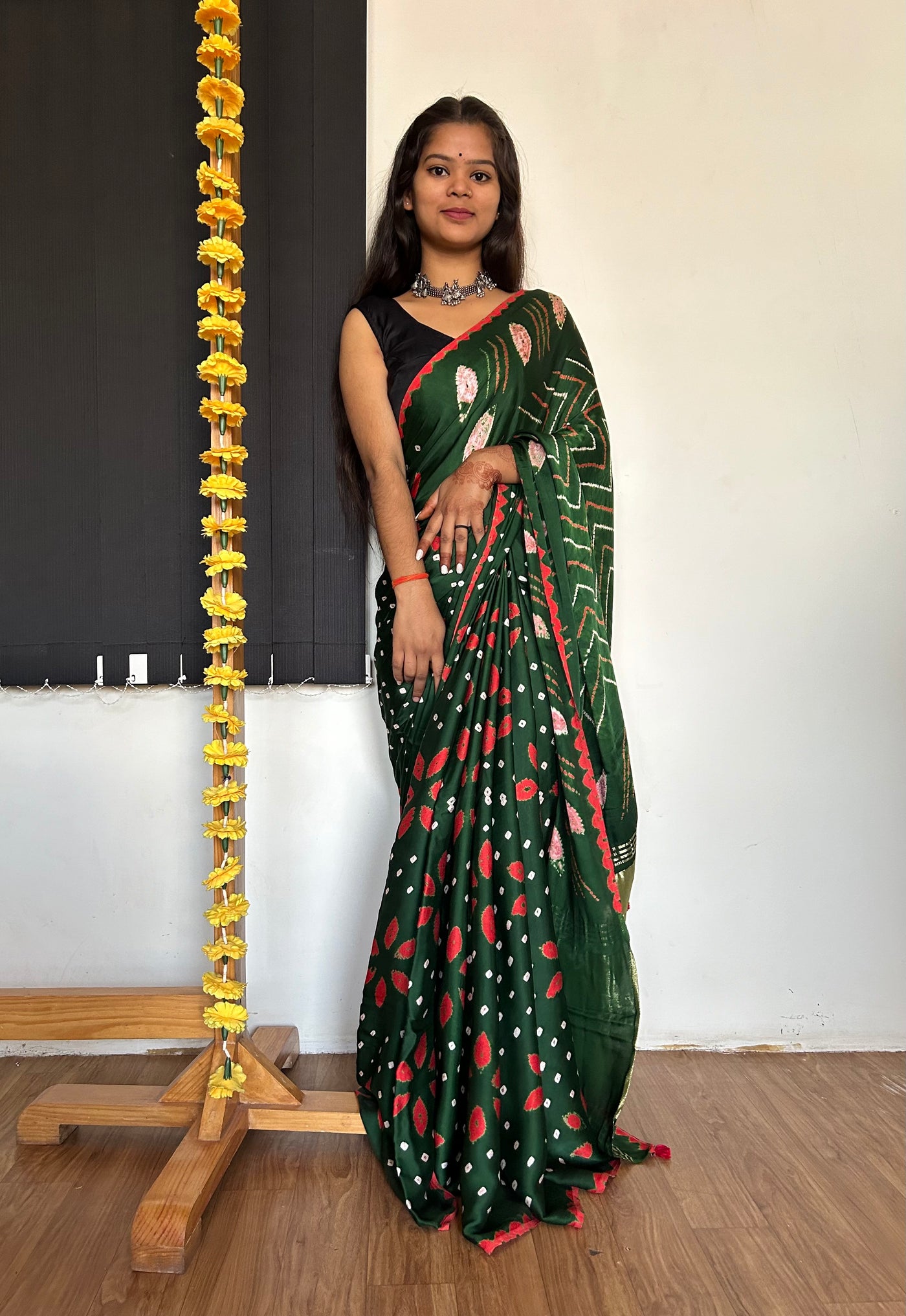 LAJJO: Handmade Modal Silk Saree with Tissue Pallu