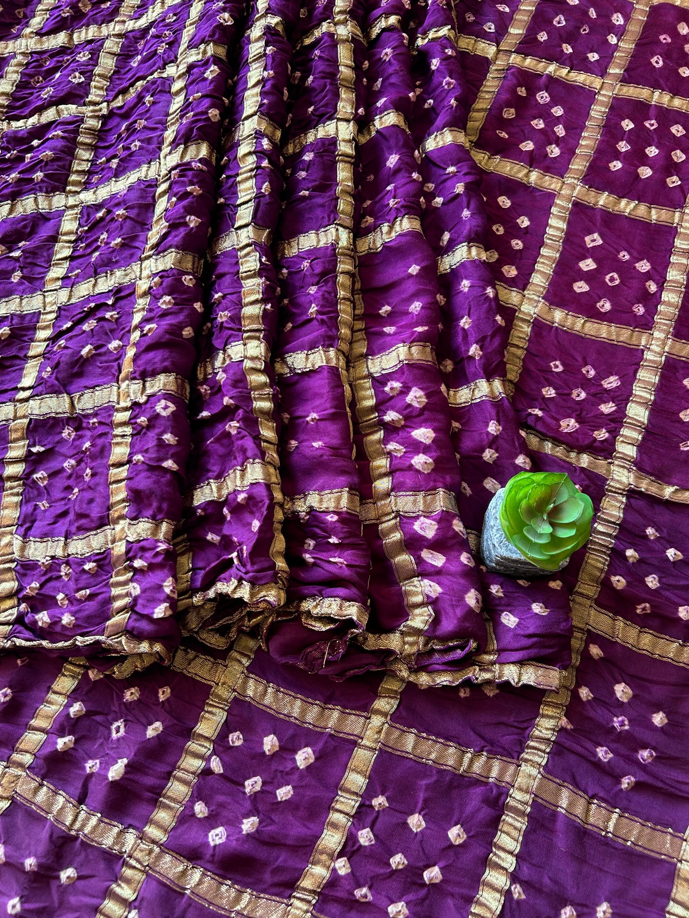 Neelama:Handmade Gharchola Ajrakh Bandhni Modal silk Tissue Pallu Saree