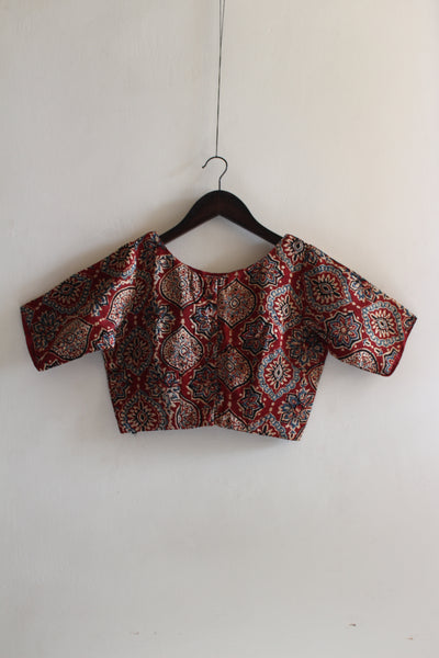 LAAL BADAM : MODAL SILK AJRAKH BLOUSE