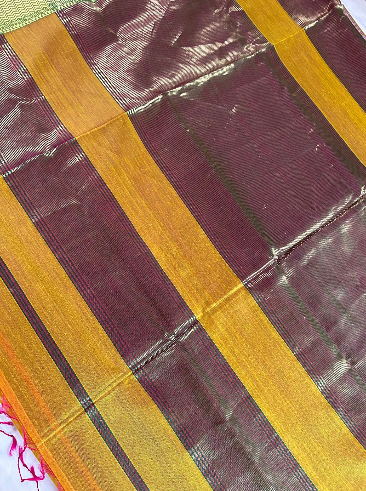 VRINDA: Handloom Silk-Cott Maheshwari Saree With Zari Border