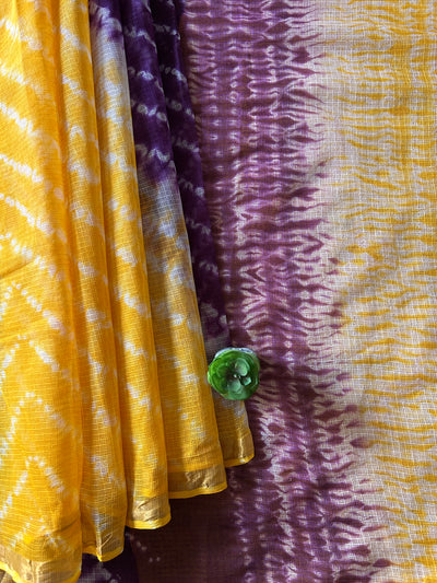 ARUNA: YELLOW,Handmade Pure cotton Kota Doria Saree