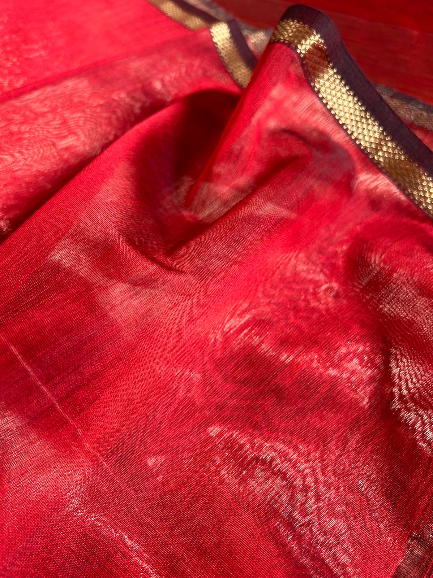 LAXMI: Handloom Silk-Cott Maheshwari Saree With Zari Border