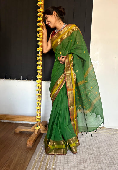 SUTLEJ: KANCHIPURAM COTTON SAREE