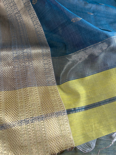 SWARA: Handloom Silk-Cott Maheshwari Saree With Zari Border