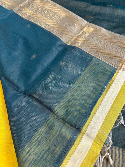 SWARA: Handloom Silk-Cott Maheshwari Saree With Zari Border