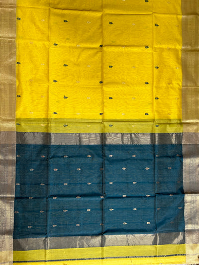 SWARA: Handloom Silk-Cott Maheshwari Saree With Zari Border