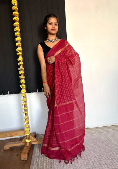 Siya:KANCHIPURAM PURE COTTON SAREE WITH BODERS.