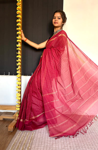 Siya:KANCHIPURAM PURE COTTON SAREE WITH BODERS.