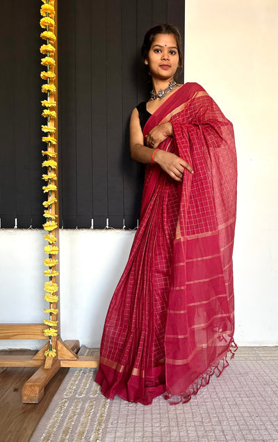 Siya:KANCHIPURAM PURE COTTON SAREE WITH BODERS.