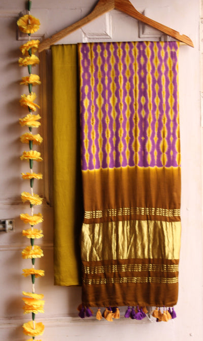 AADHYA: Handmade Tie & Dye Modal Silk Suit
