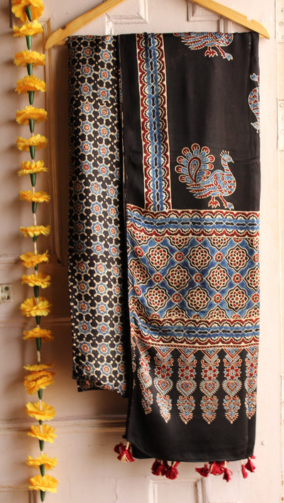 SWATI :Handblock Ajrakh Modal Silk Suit