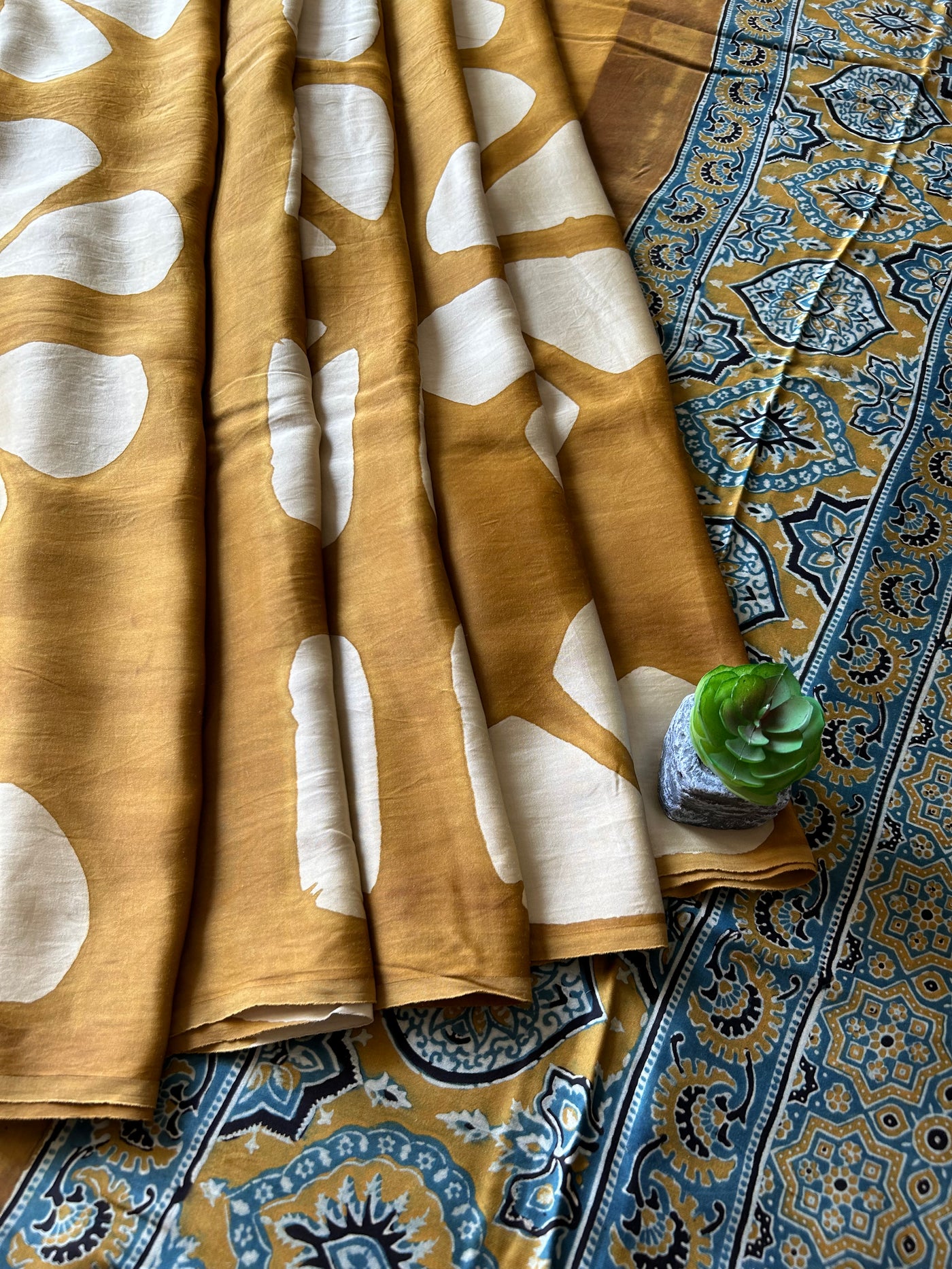 Roshini:Handmade Clamp Dyed- Ajrakh Modal Silk Saree