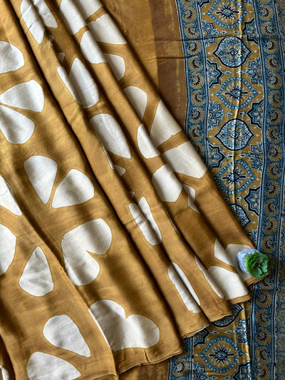 Roshini:Handmade Clamp Dyed- Ajrakh Modal Silk Saree