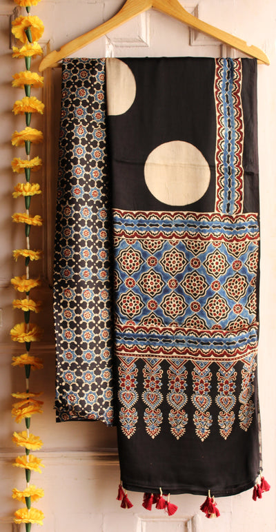 KALANK :Handblock Ajrakh Modal Silk Suit