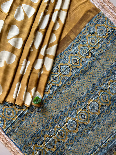 Roshini:Handmade Clamp Dyed- Ajrakh Modal Silk Saree