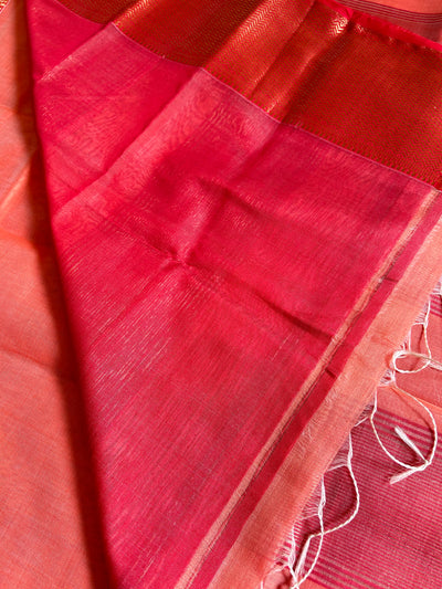 MENKA: Handloom Silk-Cott Maheshwari Saree With Zari Border