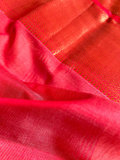 MENKA: Handloom Silk-Cott Maheshwari Saree With Zari Border