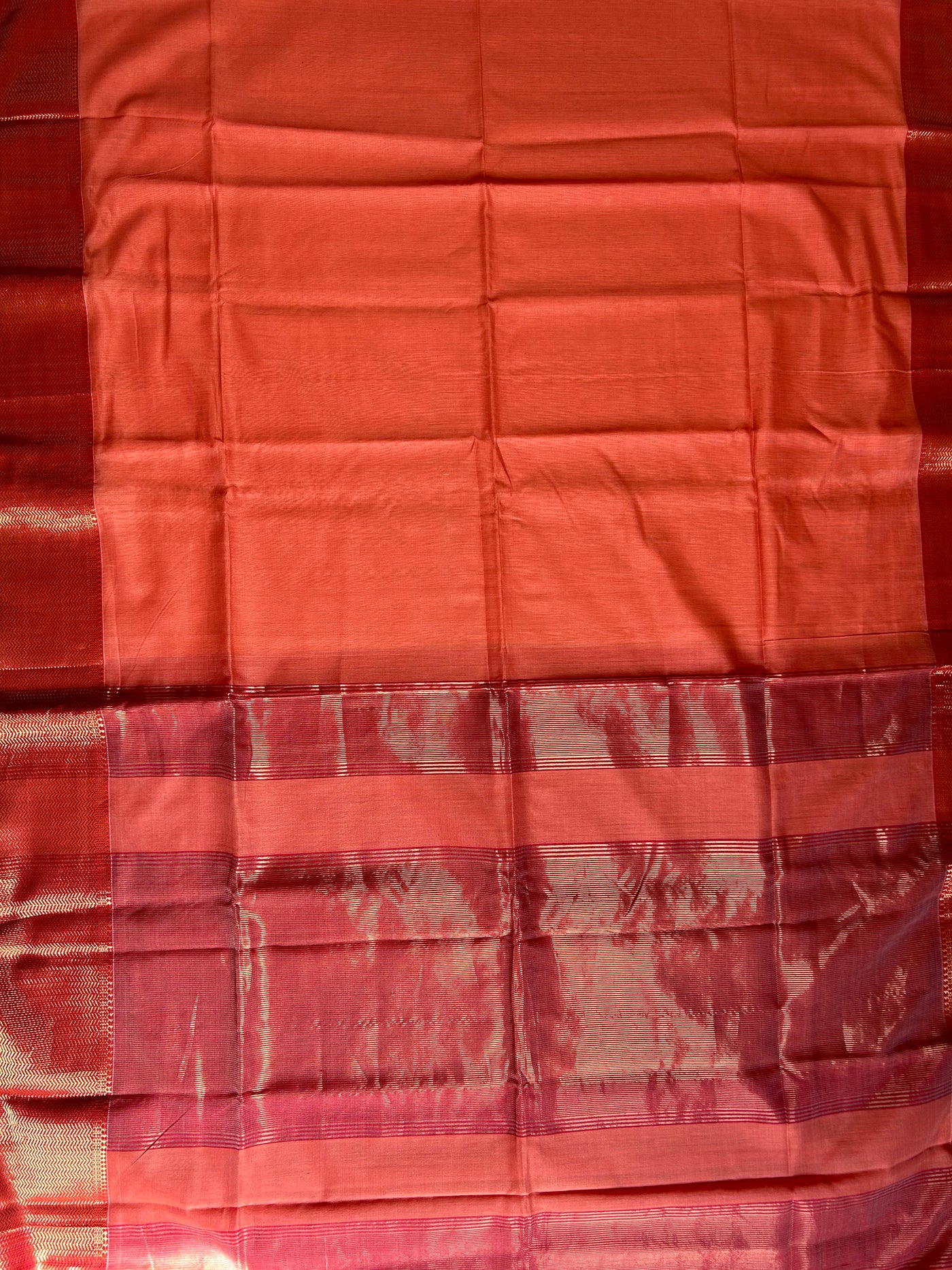 MENKA: Handloom Silk-Cott Maheshwari Saree With Zari Border