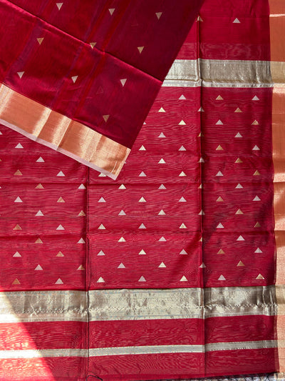 APARNA: Handloom Silk-Cott Maheshwari Saree With Zari Border