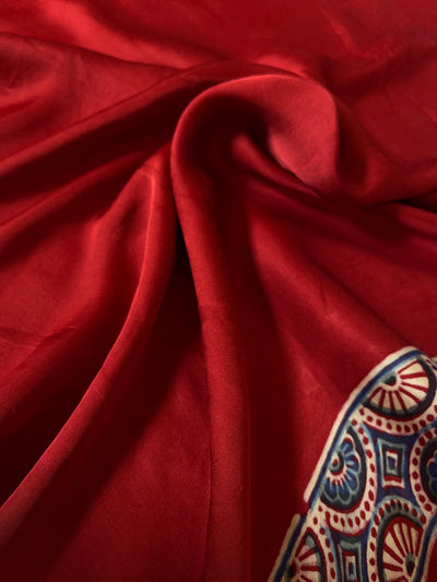 Jhalak: Hand block printed premium modal silk ajrakh fabric