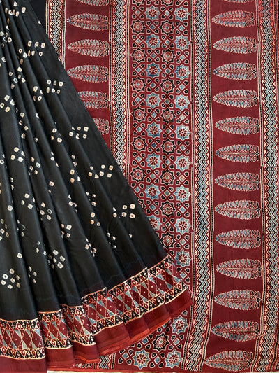 SAFAR: AJRAKH BANDHEJ MODAL SILK SAREE