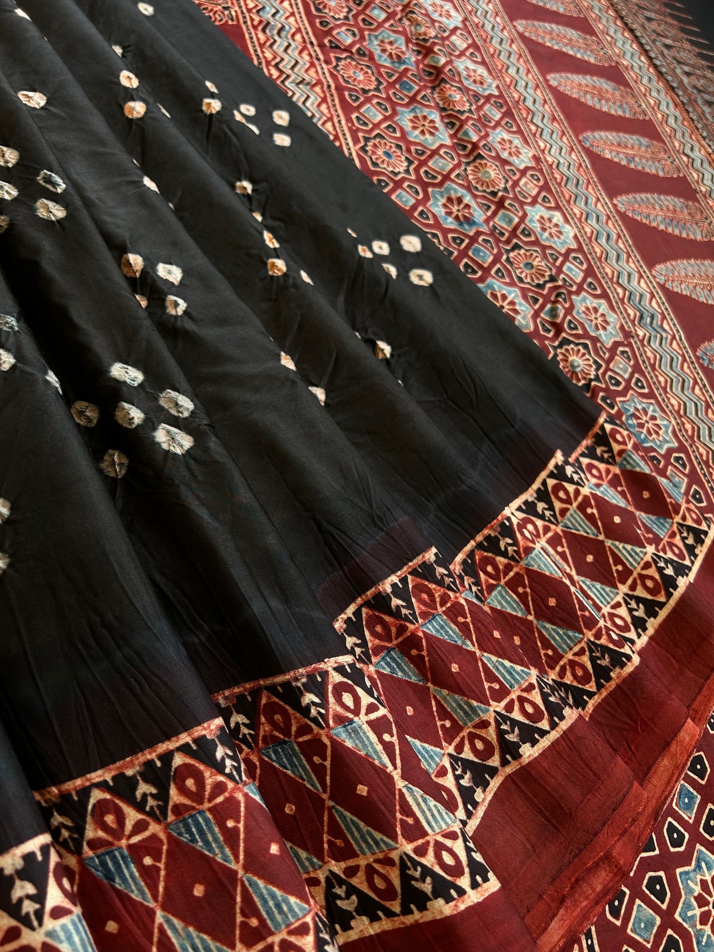 SAFAR: AJRAKH BANDHEJ MODAL SILK SAREE