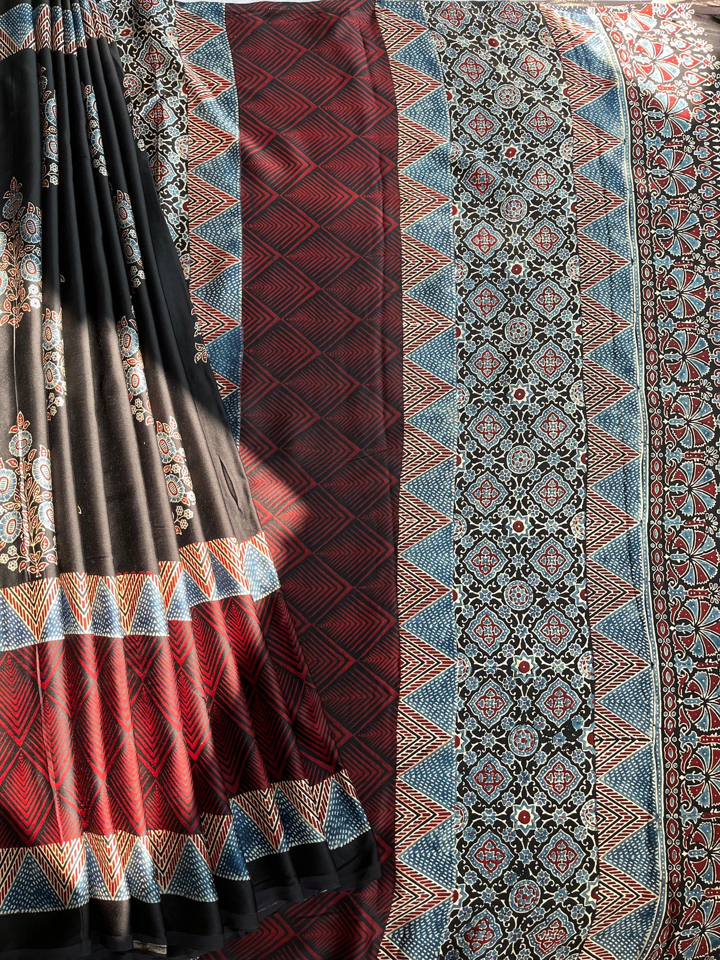 MOHANI: HANDBLOCK AJRAKH MODAL SILK SAREE