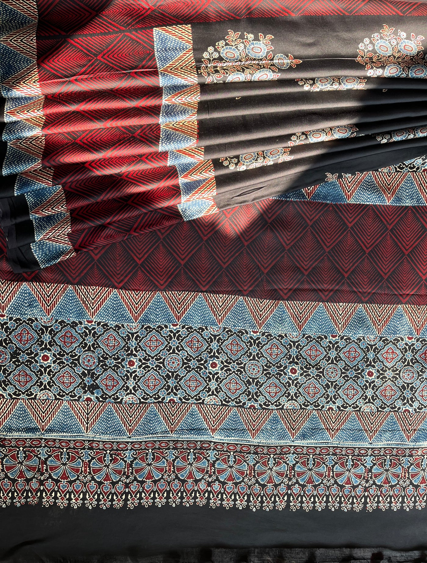 MOHANI: HANDBLOCK AJRAKH MODAL SILK SAREE