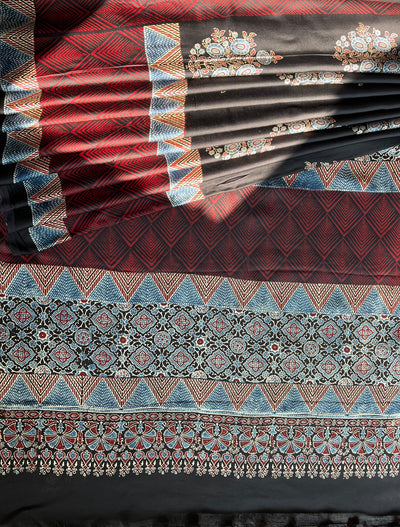 MOHANI: HANDBLOCK AJRAKH MODAL SILK SAREE