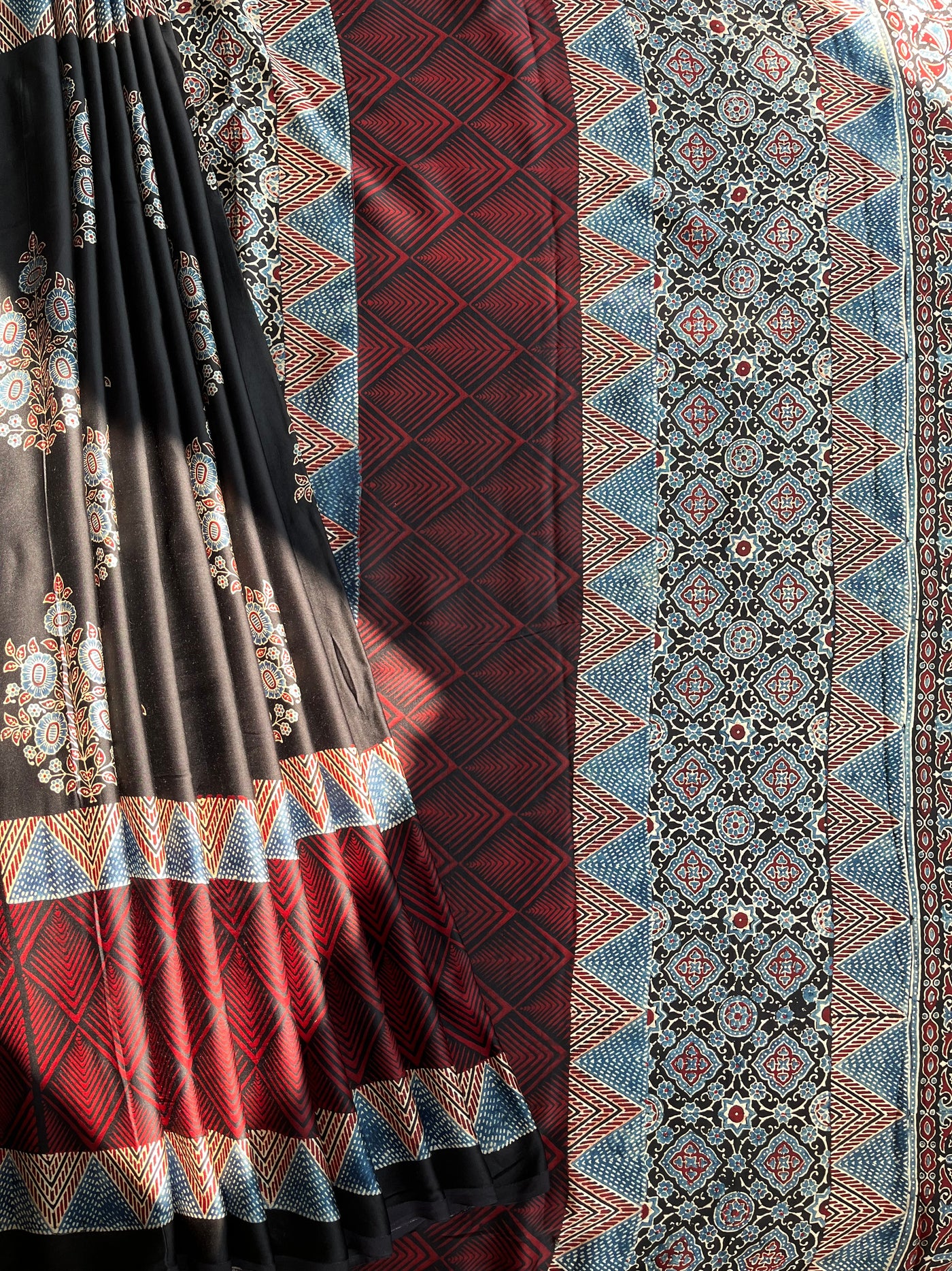 MOHANI: HANDBLOCK AJRAKH MODAL SILK SAREE