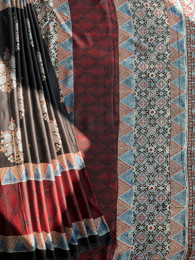 MOHANI: HANDBLOCK AJRAKH MODAL SILK SAREE