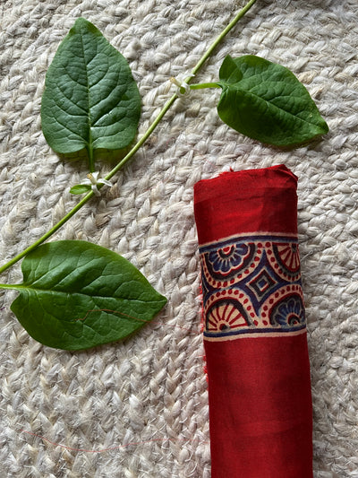 Jhalak: Hand block printed premium modal silk ajrakh fabric