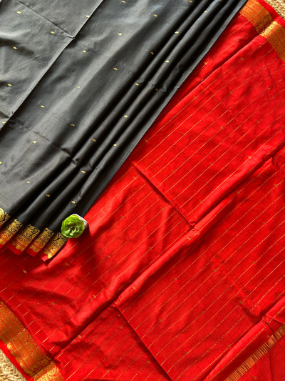 SHANA: BLACK,BANARASI SOFT ART SILK PARTYWEAR SAREE.