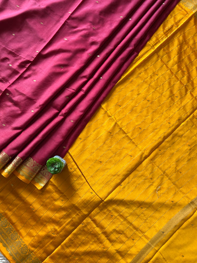 Shagun:MAROON,BANARASI SOFT ART SILK PARTYWEAR SAREE.