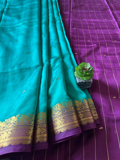 UTSAVI:RAMA GREEN,BANARASI SOFT ART SILK PARTYWEAR SAREE.