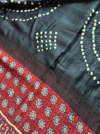 Sunaina: AJRAKH BANDHEJ MODAL SILK SAREE