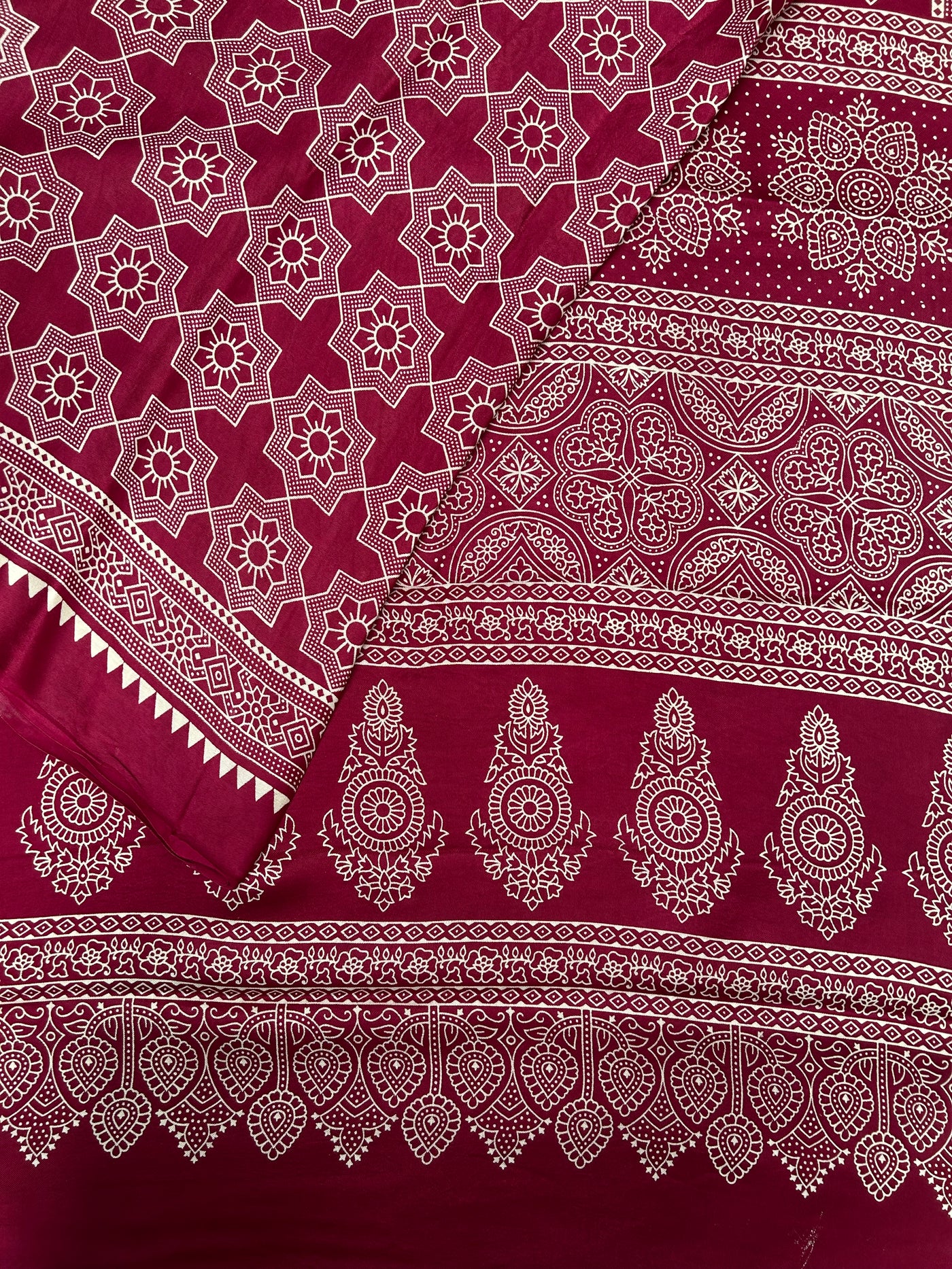 LUCA: Printed modal silk saree