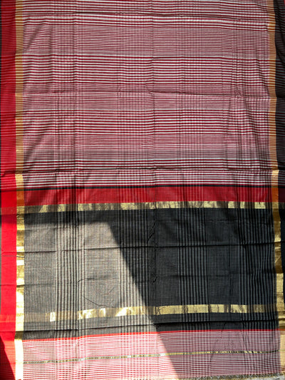 VAIDEHI: Handloom Silk-Cott Maheshwari Saree With Zari Border