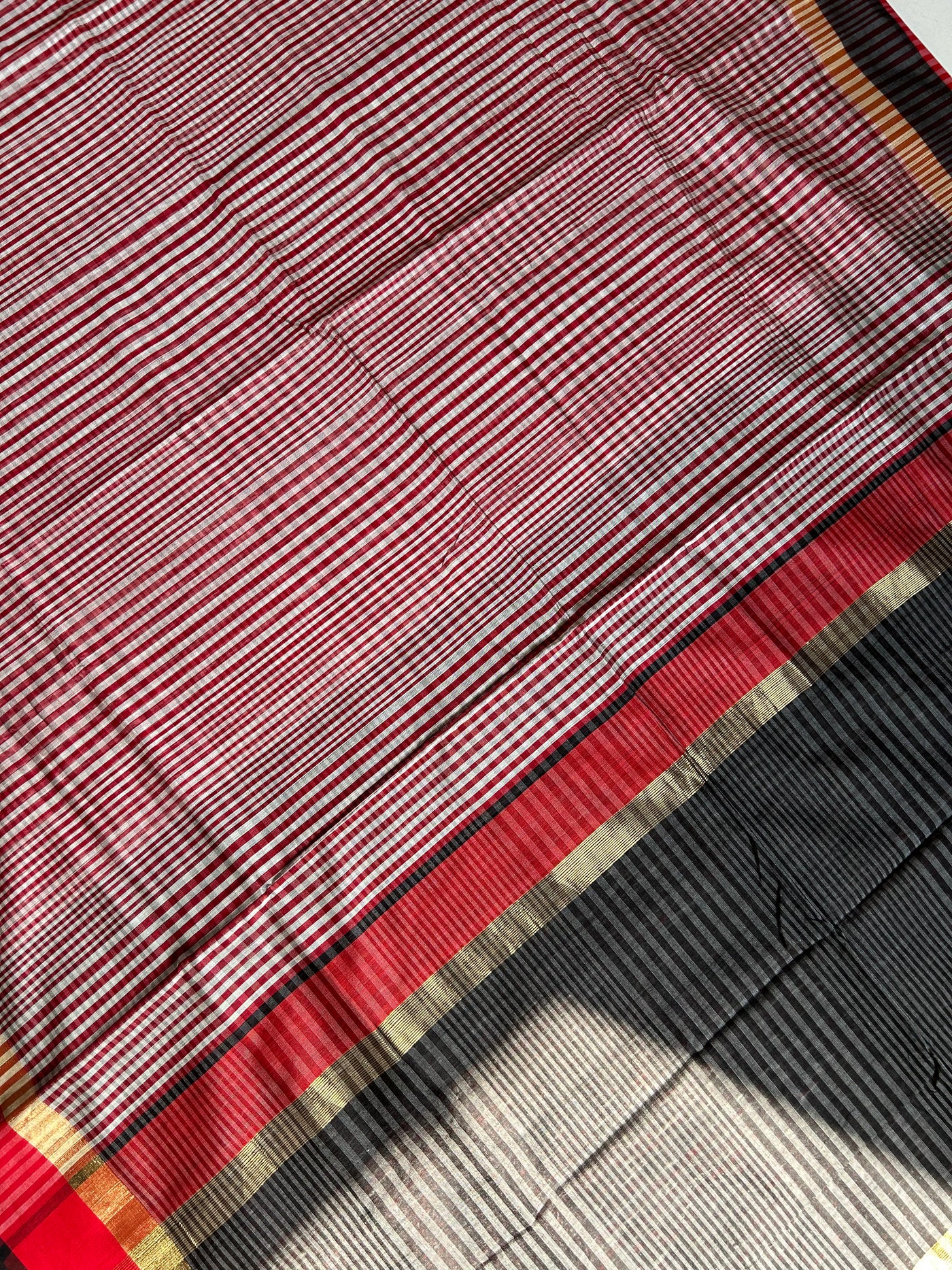 VAIDEHI: Handloom Silk-Cott Maheshwari Saree With Zari Border