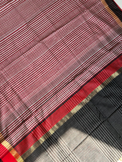 VAIDEHI: Handloom Silk-Cott Maheshwari Saree With Zari Border