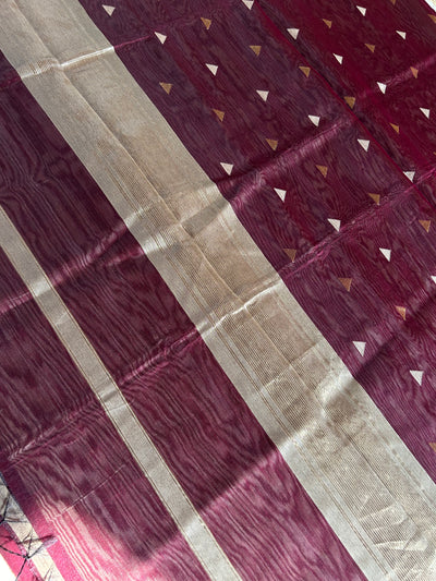 MAITHILI : Handloom Silk-Cott Maheshwari Saree With Zari Border