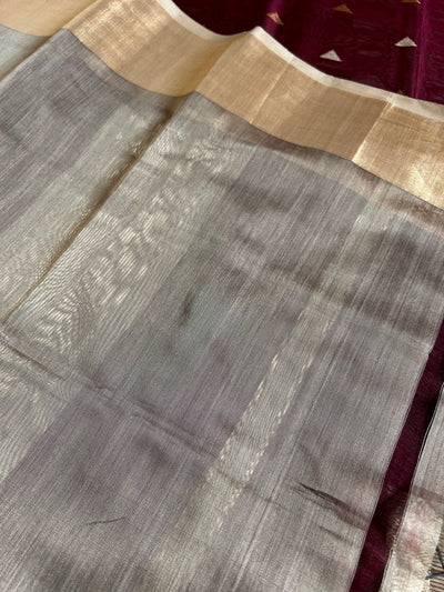 MAITHILI : Handloom Silk-Cott Maheshwari Saree With Zari Border