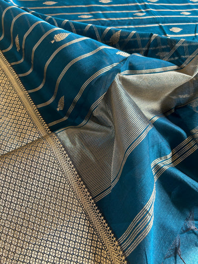 HEMA: Handloom Silk-Cott Maheshwari Saree With Zari Border