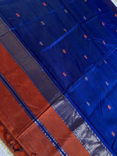 NAVJYOTI: Handloom Silk-Cott Maheshwari Saree With Zari Border