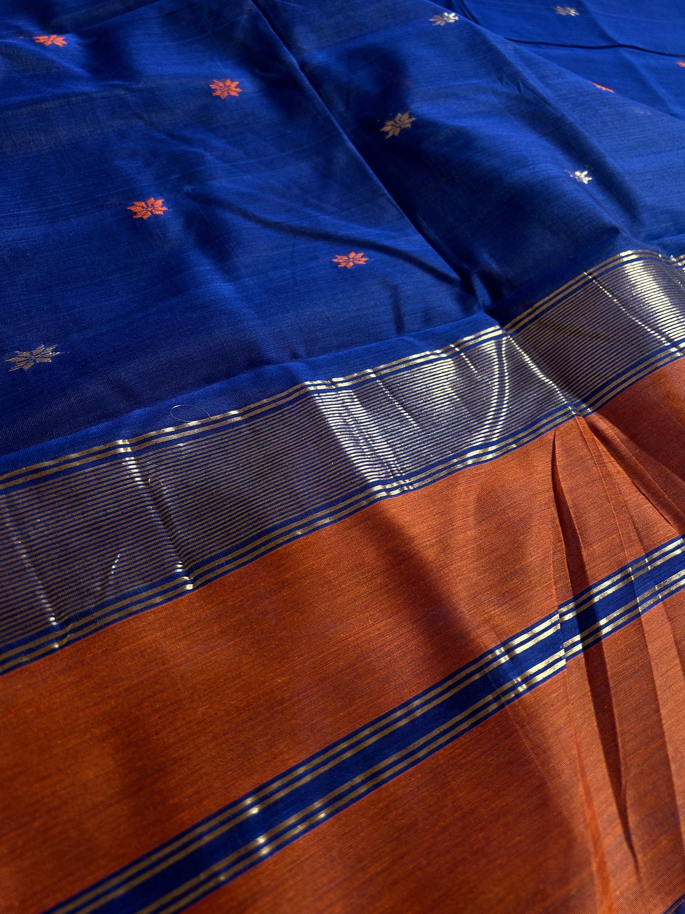 NAVJYOTI: Handloom Silk-Cott Maheshwari Saree With Zari Border