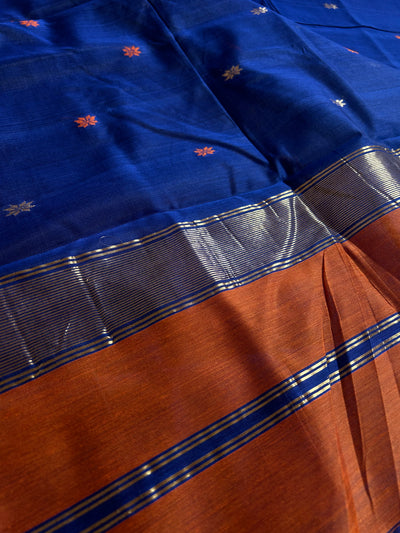 NAVJYOTI: Handloom Silk-Cott Maheshwari Saree With Zari Border