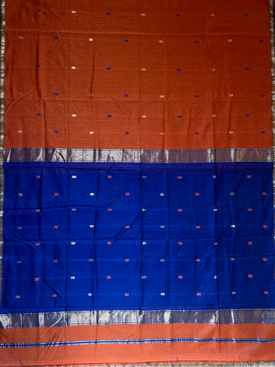 NAVJYOTI: Handloom Silk-Cott Maheshwari Saree With Zari Border