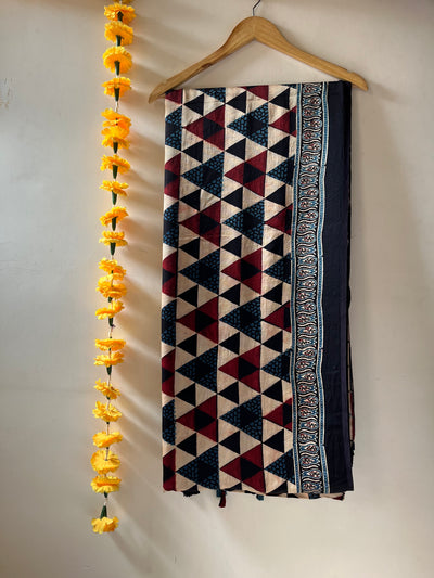 UTSAVI: HANDBLOCK AJRAKH MODAL SILK SAREE WITH TISSUE PALLU