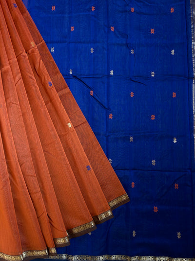 NAVJYOTI: Handloom Silk-Cott Maheshwari Saree With Zari Border