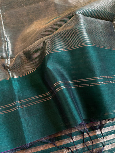 NAVMI : Handloom Silk-Cott Maheshwari Saree With Zari Border